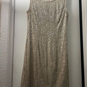 Shimmering Gold Sequin Midi Dress